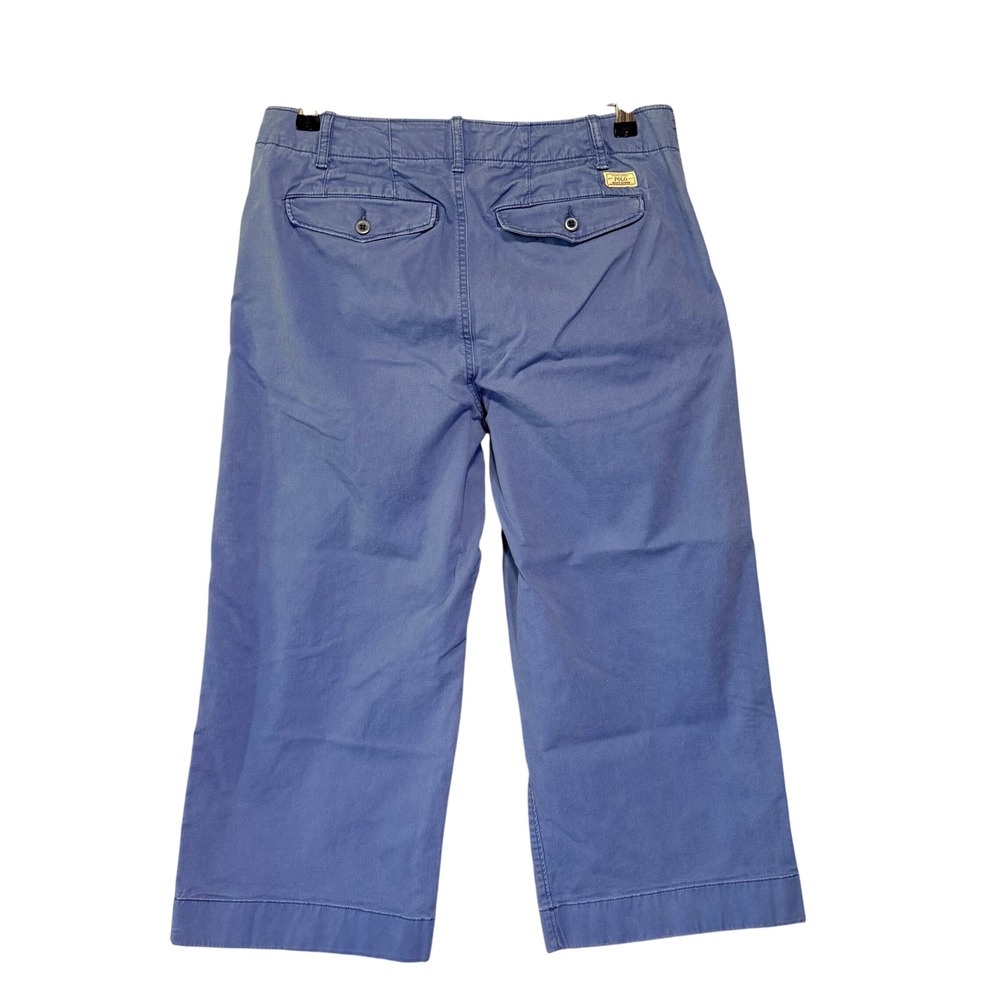 Polo Ralph Lauren Womens Wide Leg Crop Chino Pants Blue Size 10 High Rise Cotton - Picture 2 of 7